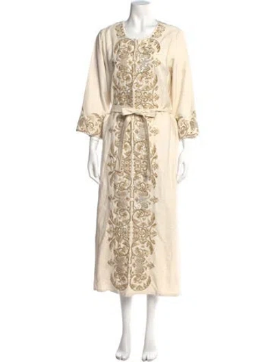 Pre-owned Figue Silk Long Dress In Neutral