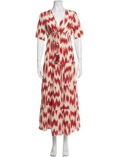 Pre-owned Figue Silk Long Dress In Neutrals