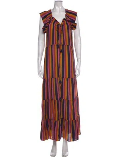 Pre-owned Figue Silk Long Dress In Orange