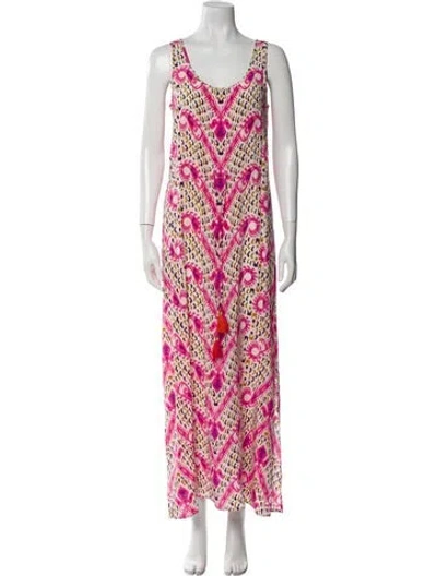 Pre-owned Figue Silk Long Dress In Pink