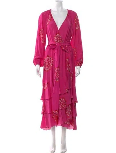 Pre-owned Figue Silk Long Dress In Pink