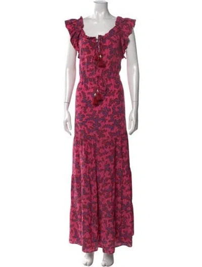 Pre-owned Figue Silk Long Dress In Pink