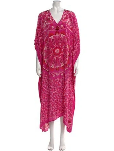 Pre-owned Figue Silk Long Dress In Pink