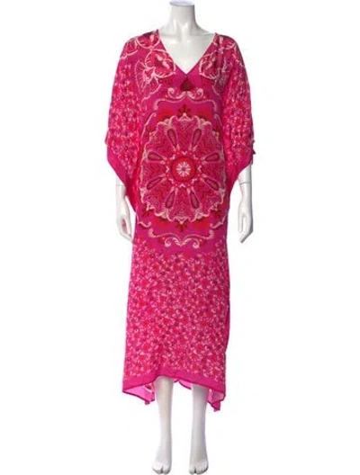 Pre-owned Figue Silk Long Dress In Pink