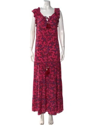 Pre-owned Figue Silk Long Dress In Pink