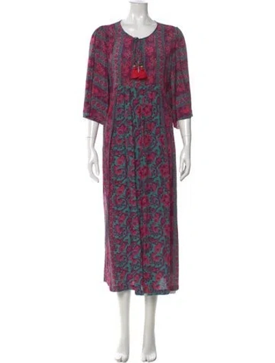 Pre-owned Figue Silk Long Dress In Purple