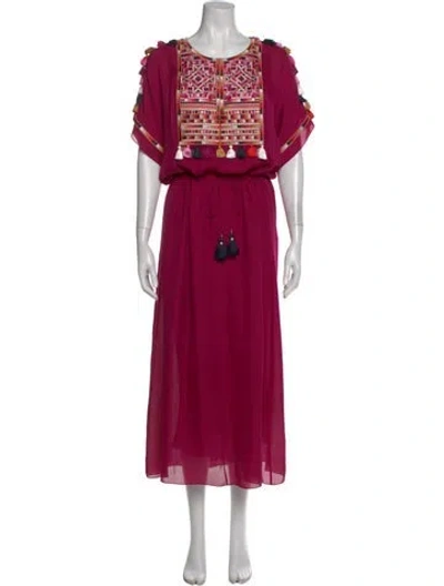Pre-owned Figue Silk Long Dress In Purple