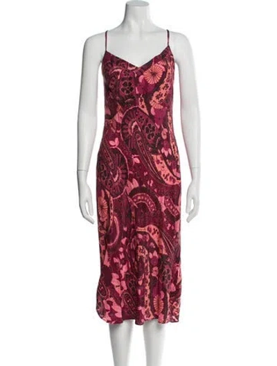 Pre-owned Figue Silk Long Dress In Red