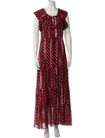 Pre-owned Figue Silk Long Dress In Red
