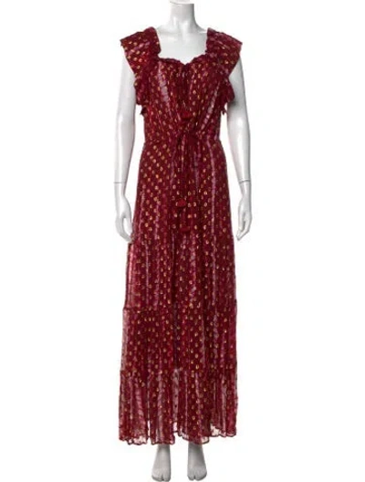 Pre-owned Figue Silk Long Dress In Red