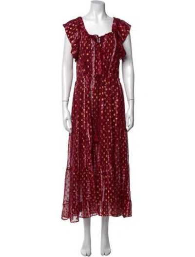 Pre-owned Figue Silk Long Dress In Red