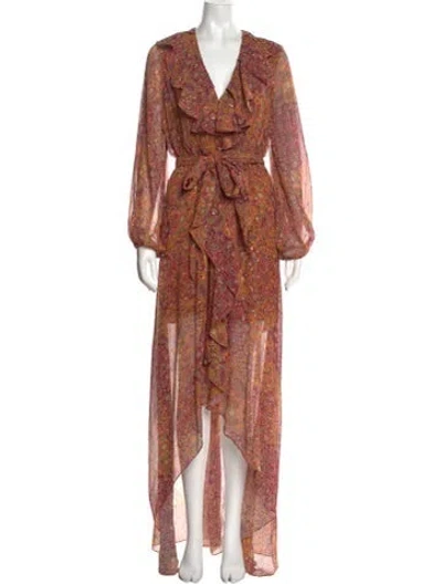 Pre-owned Figue Silk Long Dress W/ Tags In Multi