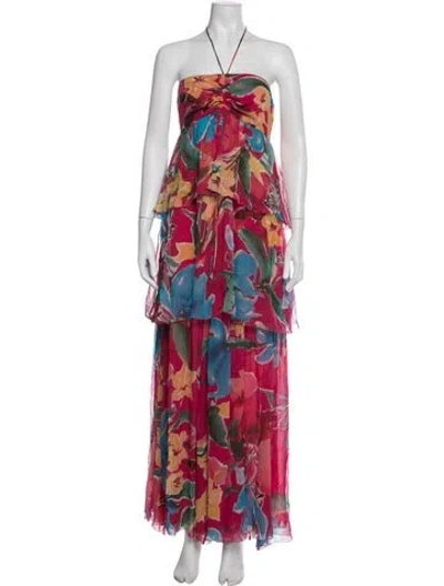 Pre-owned Figue Silk Long Dress W/ Tags In Red