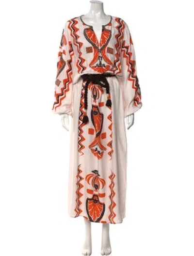 Pre-owned Figue Silk Long Dress In White