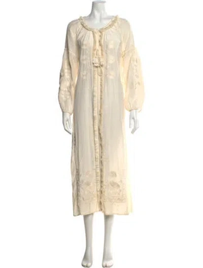 Pre-owned Figue Silk Long Dress In White