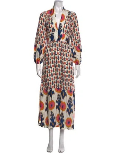 Pre-owned Figue Silk Long Dress In White