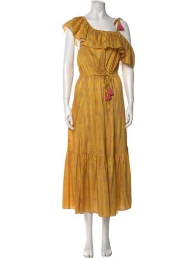 Pre-owned Figue Silk Long Dress In Yellow
