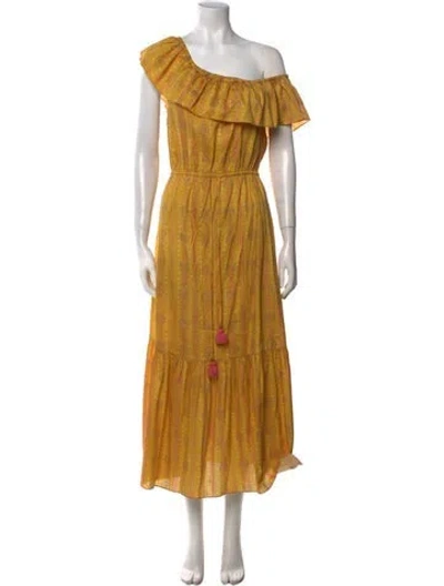 Pre-owned Figue Silk Long Dress In Yellow