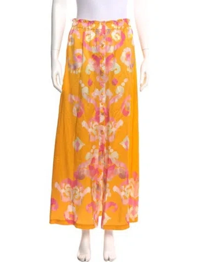 Pre-owned Figue Silk Long Skirt In Yellow
