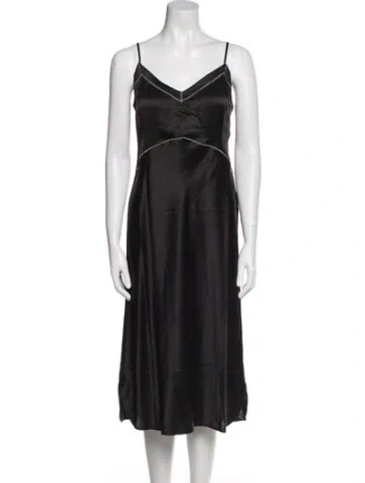 Pre-owned Figue Silk Midi Length Dress In Black