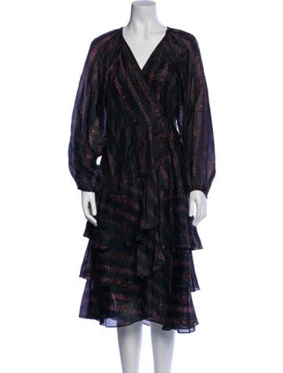 Pre-owned Figue Silk Midi Length Dress In Black