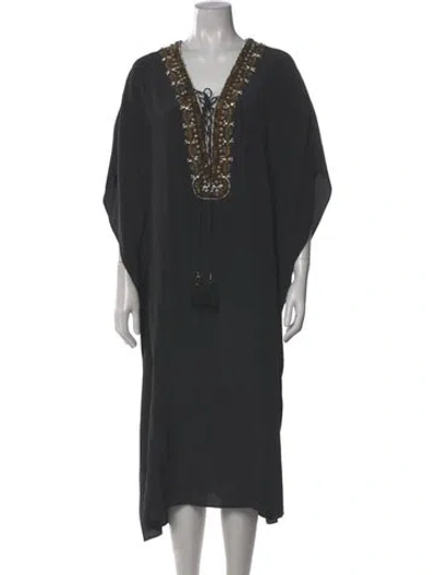 Pre-owned Figue Silk Midi Length Dress In Black