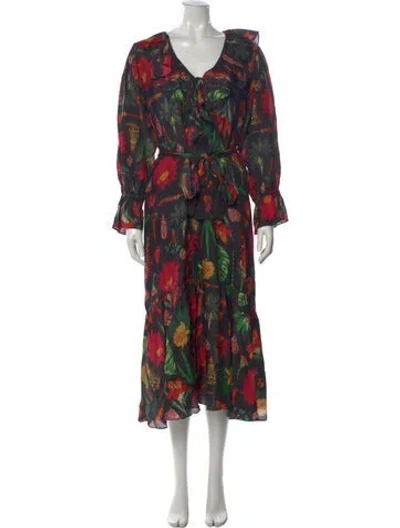 Pre-owned Figue Silk Midi Length Dress In Black