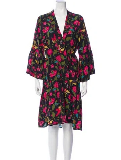 Pre-owned Figue Silk Midi Length Dress In Black