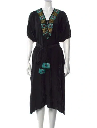 Pre-owned Figue Silk Midi Length Dress In Black