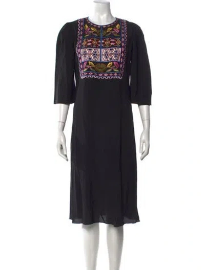 Pre-owned Figue Silk Midi Length Dress In Black