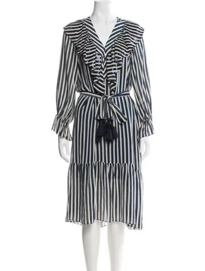 Pre-owned Figue Silk Midi Length Dress In Blue