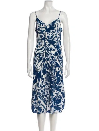 Pre-owned Figue Silk Midi Length Dress In Blue