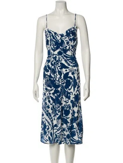 Pre-owned Figue Silk Midi Length Dress In Blue