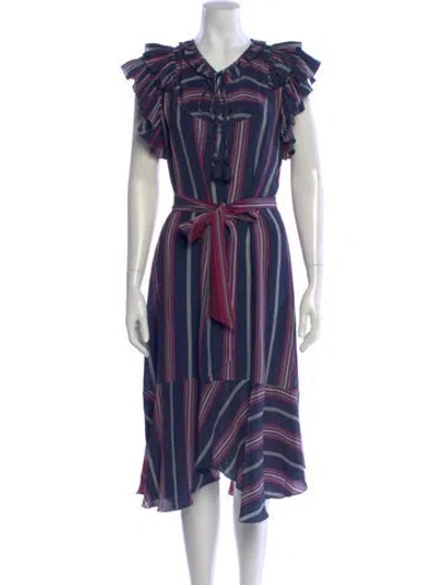 Pre-owned Figue Silk Midi Length Dress In Blue