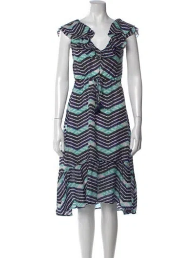 Pre-owned Figue Silk Midi Length Dress In Blue