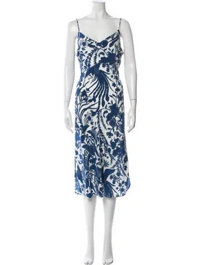 Pre-owned Figue Silk Midi Length Dress In Blue