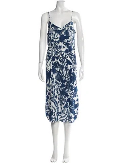Pre-owned Figue Silk Midi Length Dress In Blue