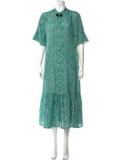 Pre-owned Figue Silk Midi Length Dress In Green