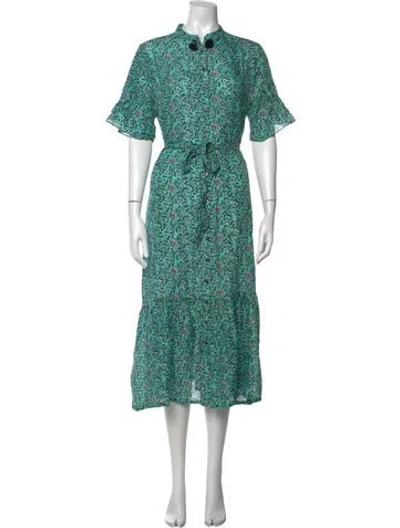 Pre-owned Figue Silk Midi Length Dress In Green