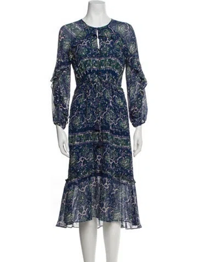 Pre-owned Figue Silk Midi Length Dress In Multi