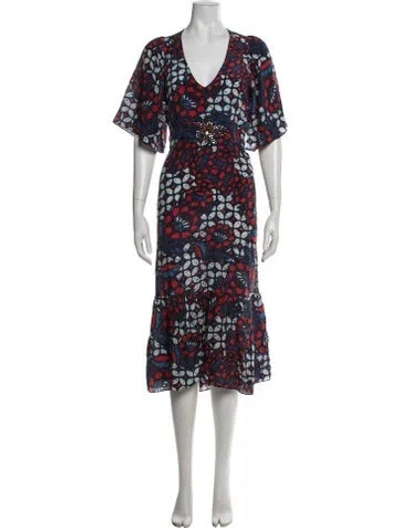 Pre-owned Figue Silk Midi Length Dress In Multicolor