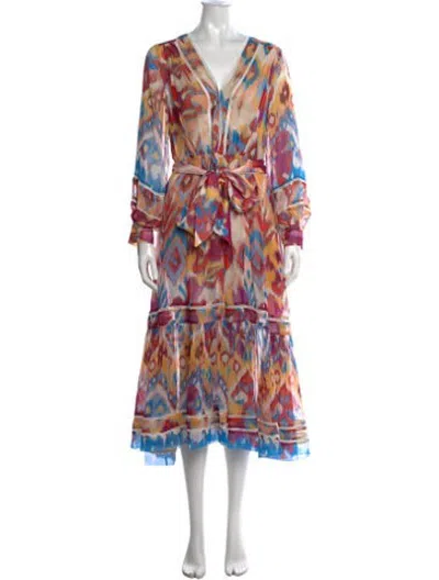 Pre-owned Figue Silk Midi Length Dress In Multicolor