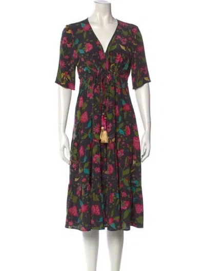 Pre-owned Figue Silk Midi Length Dress In Pink