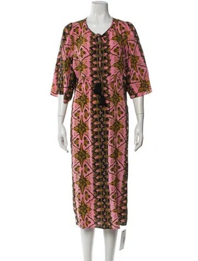 Pre-owned Figue Silk Midi Length Dress In Pink