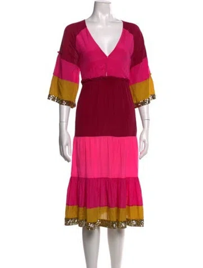 Pre-owned Figue Silk Midi Length Dress In Pink