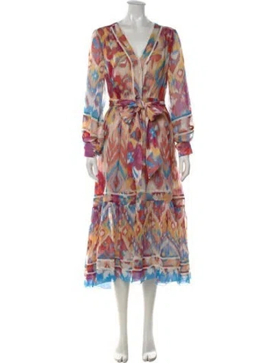 Pre-owned Figue Silk Midi Length Dress W/ Tags In Multi