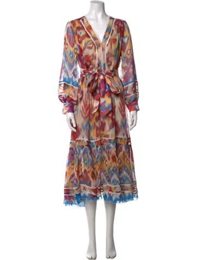 Pre-owned Figue Silk Midi Length Dress W/ Tags In Multicolor
