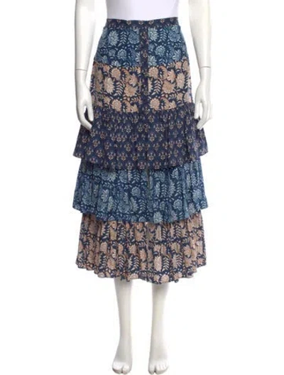 Pre-owned Figue Silk Midi Length Skirt In Blue