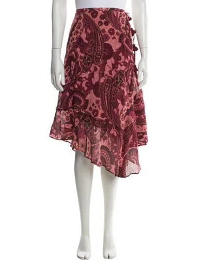 Pre-owned Figue Silk Midi Length Skirt In Burgundy