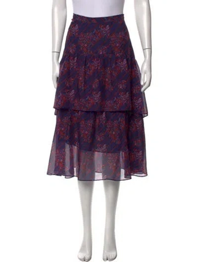 Pre-owned Figue Silk Midi Length Skirt In Purple